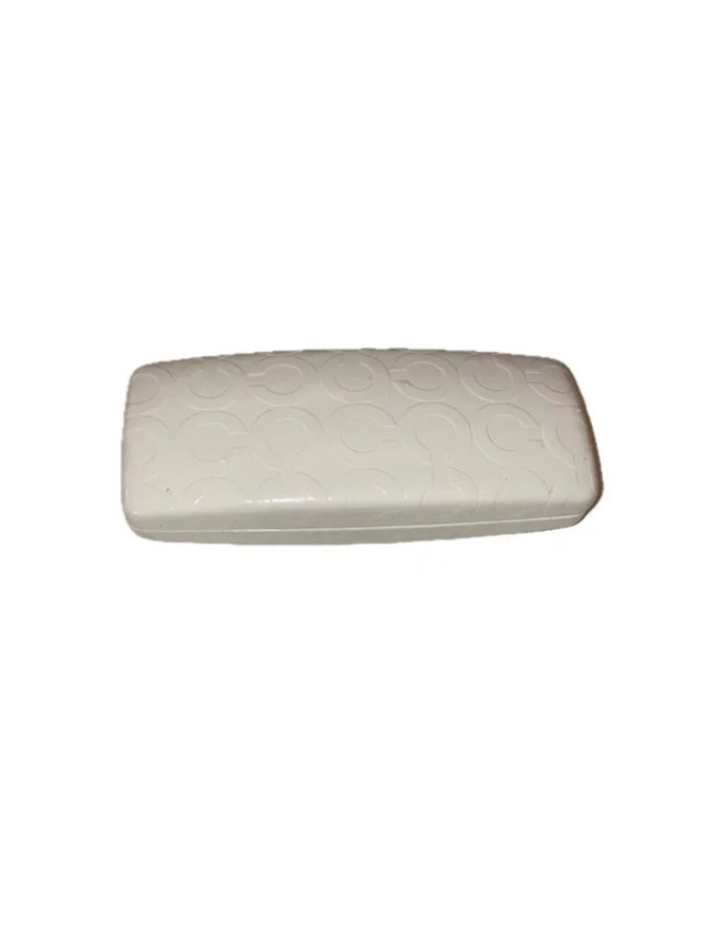 Coach Hardcover Eyeglasses Sunglasses Case Hinged Cream Exterior w Embossed Logo